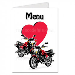 Menu mariage thème moto noir et rouge