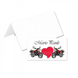 24 porte-noms mariage motos noir et rouge