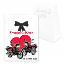 Boîte dragées mariage motos noir et rouge