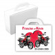Valise dragées mariage motos noir et rouge