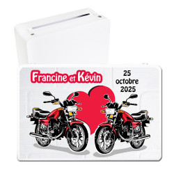 Urne mariage thème motos noir et rouge 
