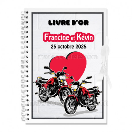 Livre d'or mariage motos noir et rouge