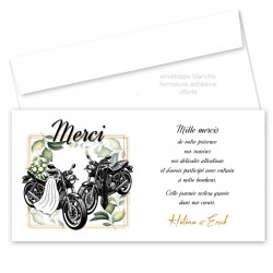 Carton de remerciement mariage moto