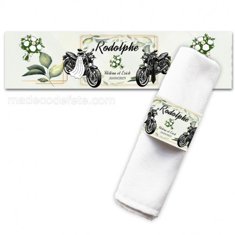 Porte-serviette thème mariage moto