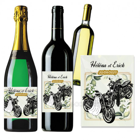 Etiquettes bouteille mariage moto X 2