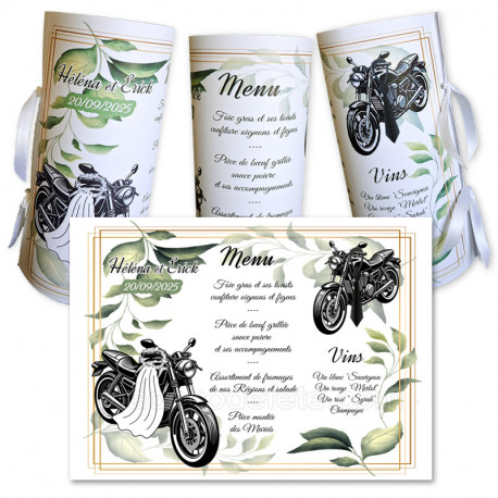 Menu cylindre mariage moto