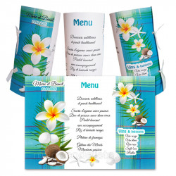 Menu rond deco madras turquoise