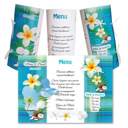 Menu rond deco madras bleu carte guadeloupe