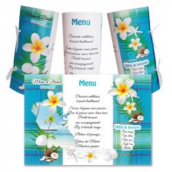 Menu rond deco madras bleu carte Martinique