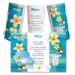 Menu rond  madras bleu réunion