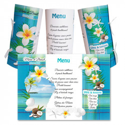 Menu rond deco madras bleu carte guyane