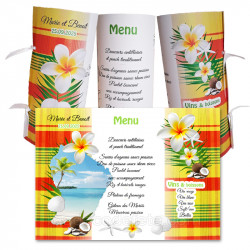 Menu rond  madras jaune carte Guyane
