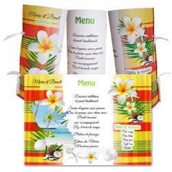 Menu rond  madras jaune carte Martinique