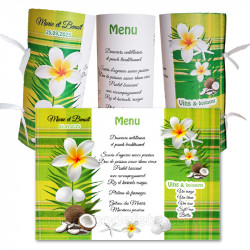 Menu rond  madras vert anis