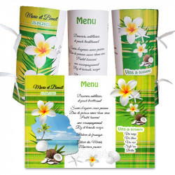 Menu rond  madras vert carte réunion