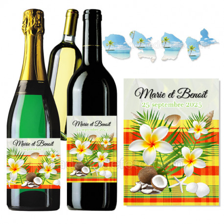 Etiquettes bouteille madras jaune X 2