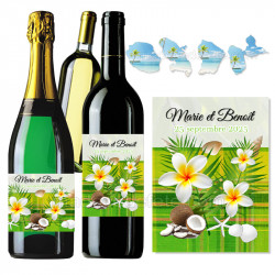 Etiquettes bouteille madras vert X 2