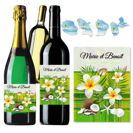 Etiquettes bouteille madras vert X 2