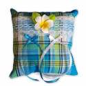 Coussin alliances madras bleu