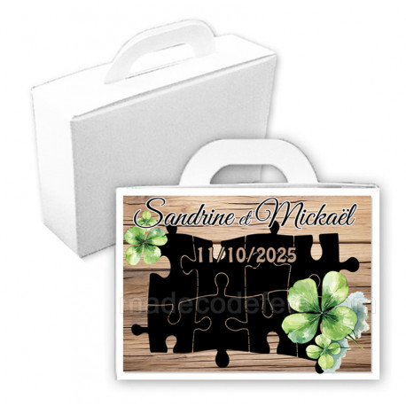 Valise dragées thème puzzle