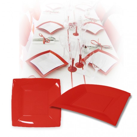 Assiette design jetable rouge originale pas chère pour mariage baptême