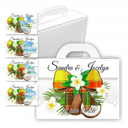 Valise dragées noeud madras rouge