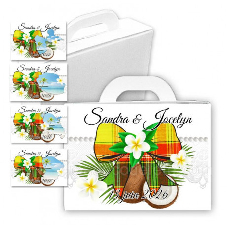 Valise dragées noeud madras rouge