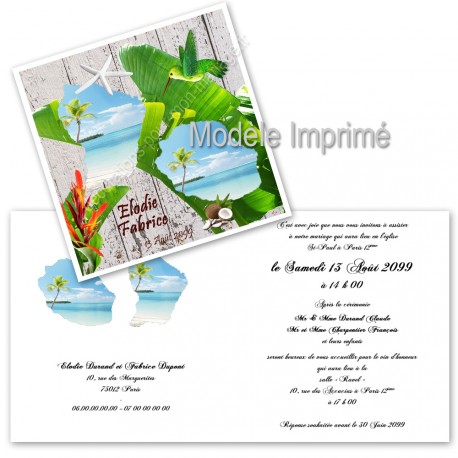 faire-part invitation mariage antillais