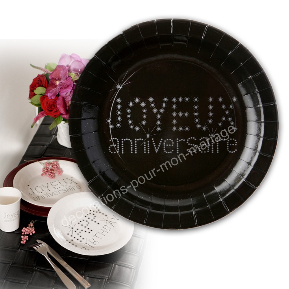 Assiette Jetable Joyeux Anniversaire Noires Assiette Jetable Joyeux Anniversaire Noires
