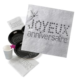 20 serviettes anniversaire grises