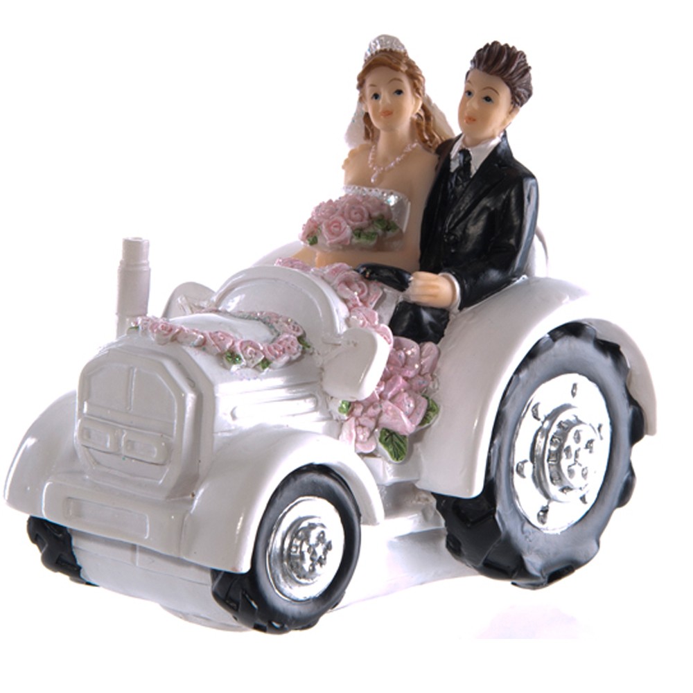Figurine Mariage Originale Couple De Maries Paysans Sur Tracteur