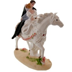 Figurine mariage maries sur cheval blanc