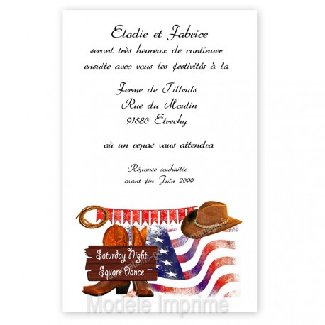 Invitation repas thème country