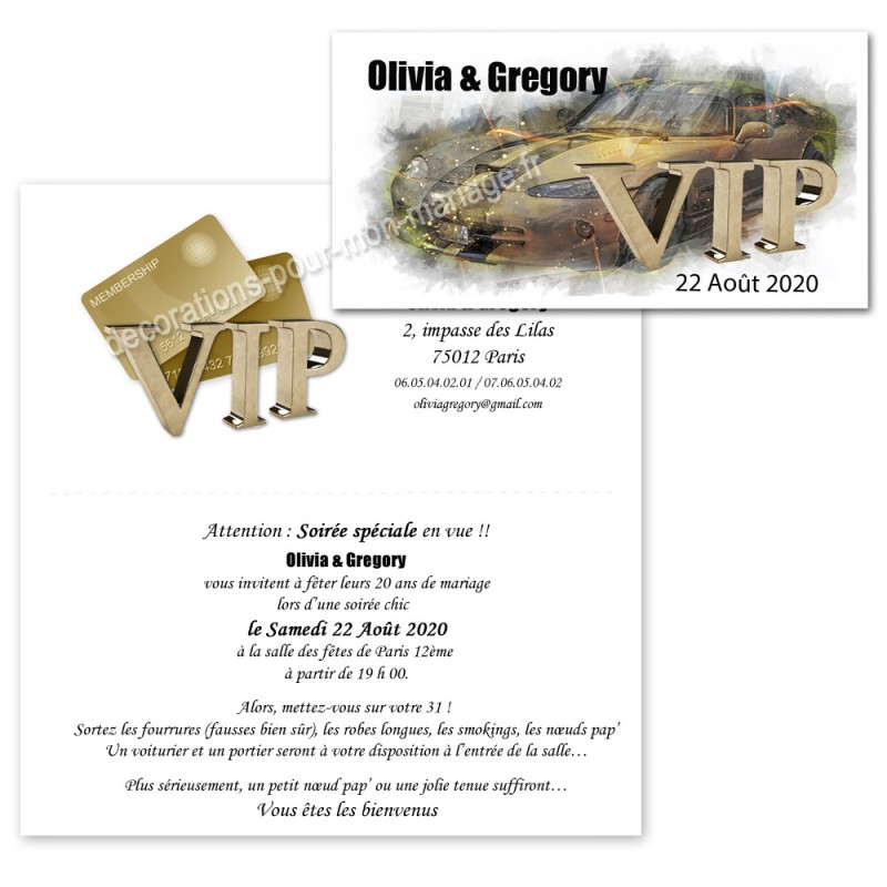 faire-part theme VIP chic en or