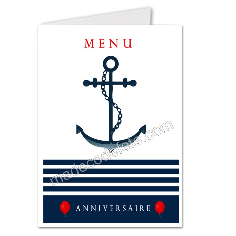 Menu Decoratif Marin Pour Anniversaire