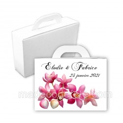 Valise dragées coquillages et orchidées