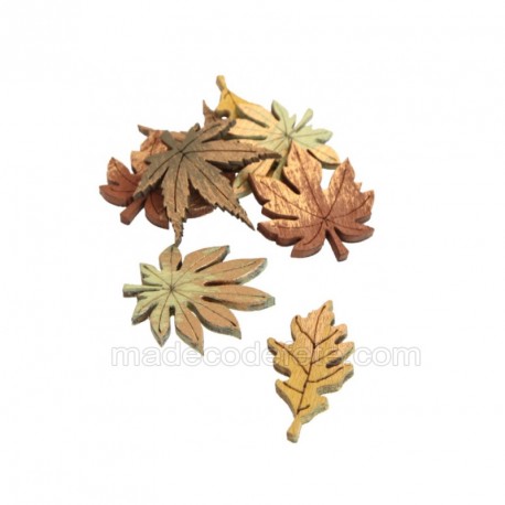 Feuilles d'automne bois x 8