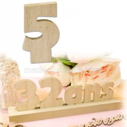 Chiffre "5" bois anniversaire