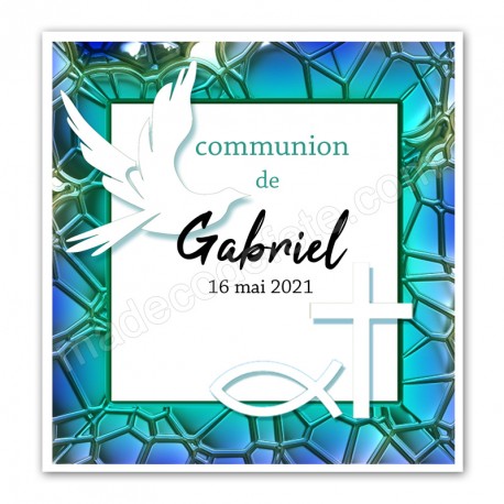 Faire-part communion bleu