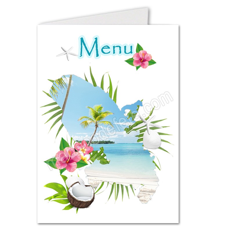 Menu Decoratif Carte De La Martinique Exotique Pour Tables De Mariage