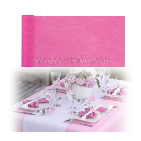 Chemin de table Joyeux anniversaire noir et fuchsia 5 m