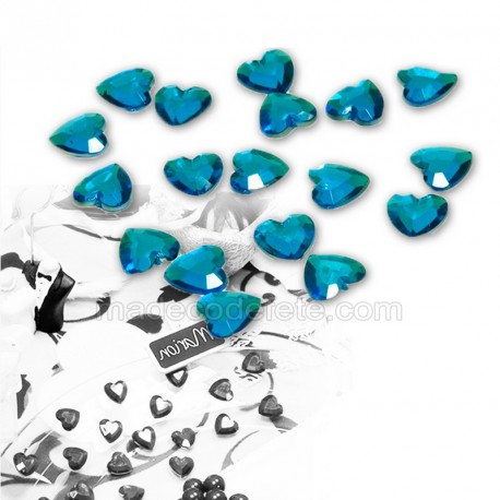 50 petits coeurs strass turquoise
