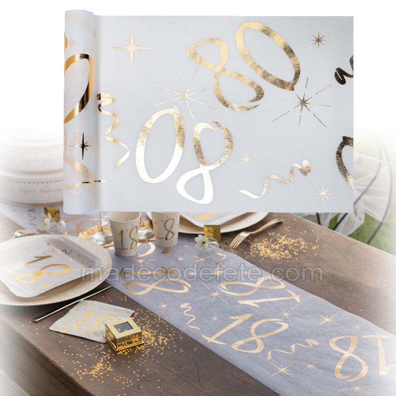 Chemin De Table Or Anniversaire 80 Ans