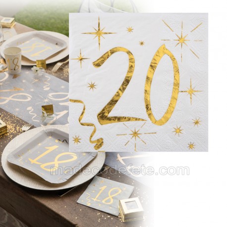 20 serviettes anniversaire 20 ans