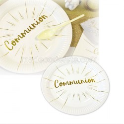 6 assiettes communion 18 cm or