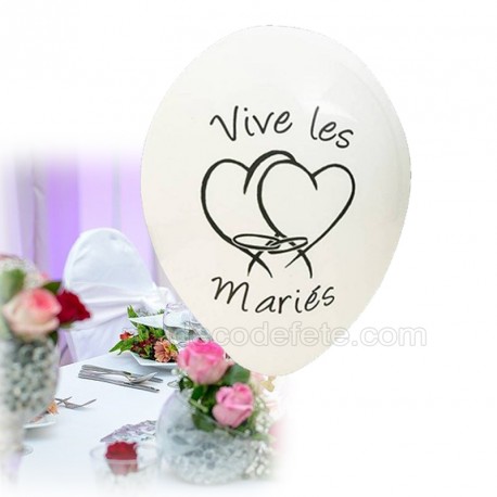 Lot de 10 ballons blancs « Vive les mariés » 28 cm Décoration de