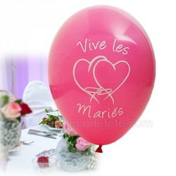 8 ballons vive-les-mariés fuchsia