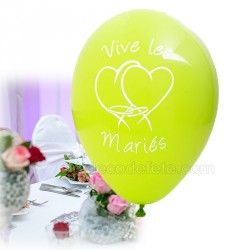 8 ballons vive-les-mariés anis