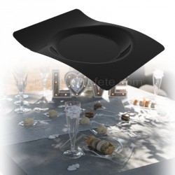Assiettes vagues plat noires x 6