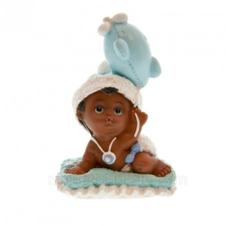 Figurine Bebe Garcon Noir Bapteme